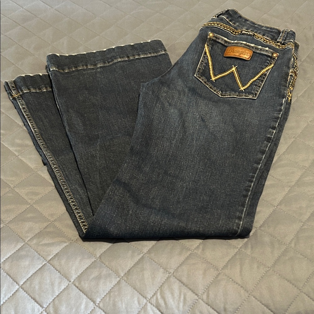 Wrangler Dark Blue Women's Flare Jeans - Picture 6 of 7